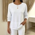 thumbnail image 2 of CHGBMOK Women's Color Block Pullover Top Casual Crew Neck Long Sleeve Tunic Blouse Lightweight Loose Fit Shirts, 2 of 6