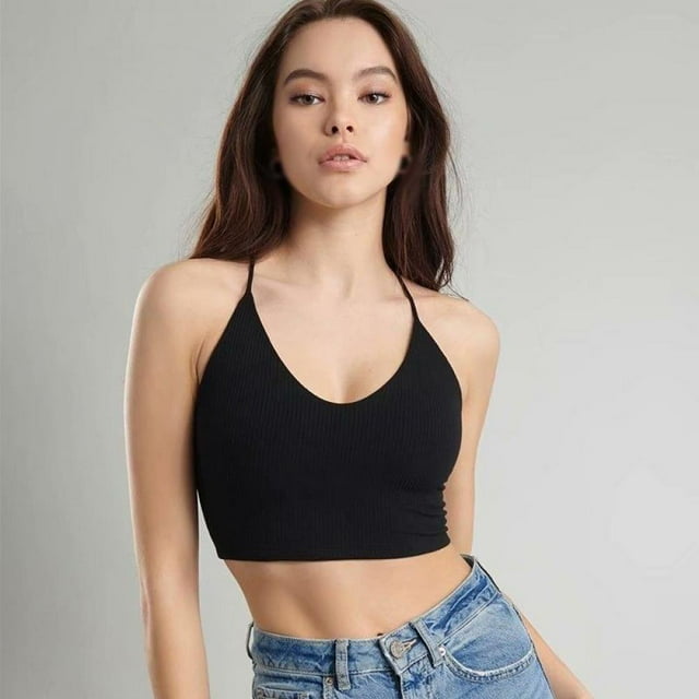Crop Tops for Women Sexy Backless Black Crop Top