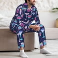thumbnail image 6 of KLL Wine Glasses And Cocktails Sleepwear Mens Flannel Pajamas,Long Cotton Pj Set, 6 of 7