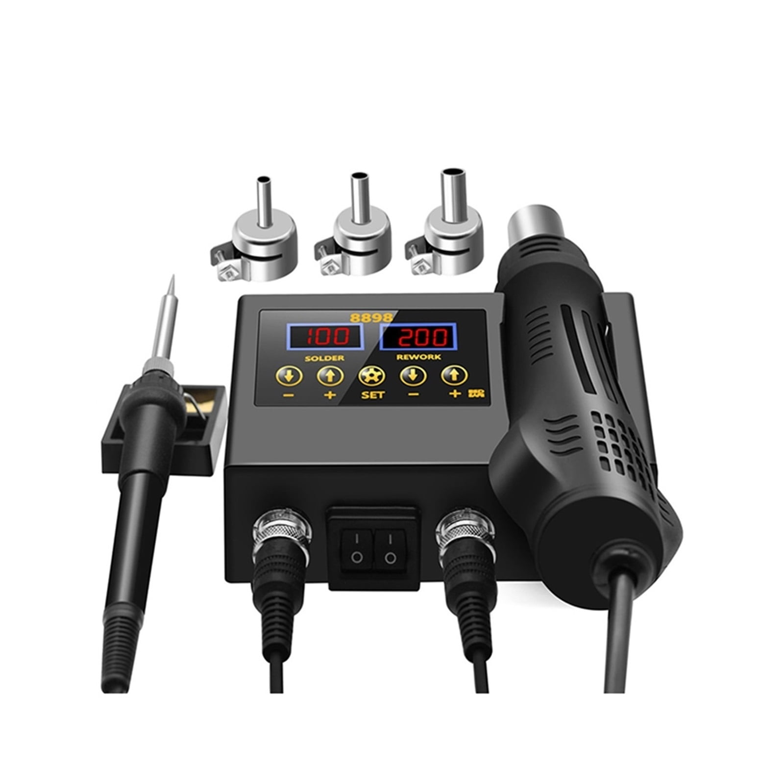 Rework Soldering Station,2 In 1 Hot Air Soldering Iron LCD Digital Display Welding Station,Portable Welder Machine With Welder Kit