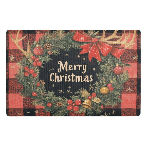 BZSMCE Floor Mats 32x20in Design Elegant Plaid Christmas Pattern Creativity Doormats