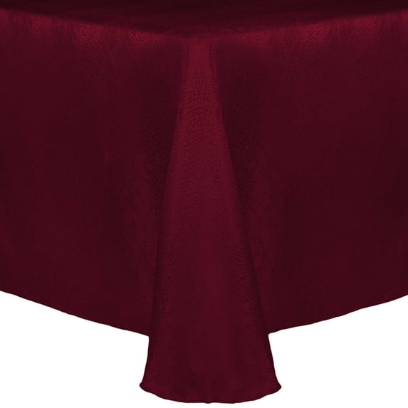 Ultimate Textile (3 Pack) Damask Kenya 52 x 70-Inch Oval Tablecloth - Home Dining Collection - Snakeskin Jacquard Design, Bordeaux Red