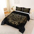 thumbnail image 2 of Manfei Vintage Black Gold Stars Full Size Comforter Sets,Bohemian Flowers Bedding Comforter Set,Black Reversible,3-Piece,1 Comforter and 2 Pillowcases, 2 of 7