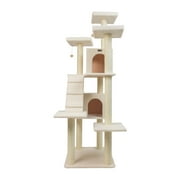 Armarkat 77-in Real Wood Cat Tree & Condo Scratching Post Tower, White