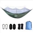 thumbnail image 2 of COM1950s Camping Hammock with Mosquito Net, Portable Double/Single Travel Hammock Insect Netting 210T Nylon Hammock Swing for Backyard Garden Camping Backpacking Survival Travel (Green), 2 of 8