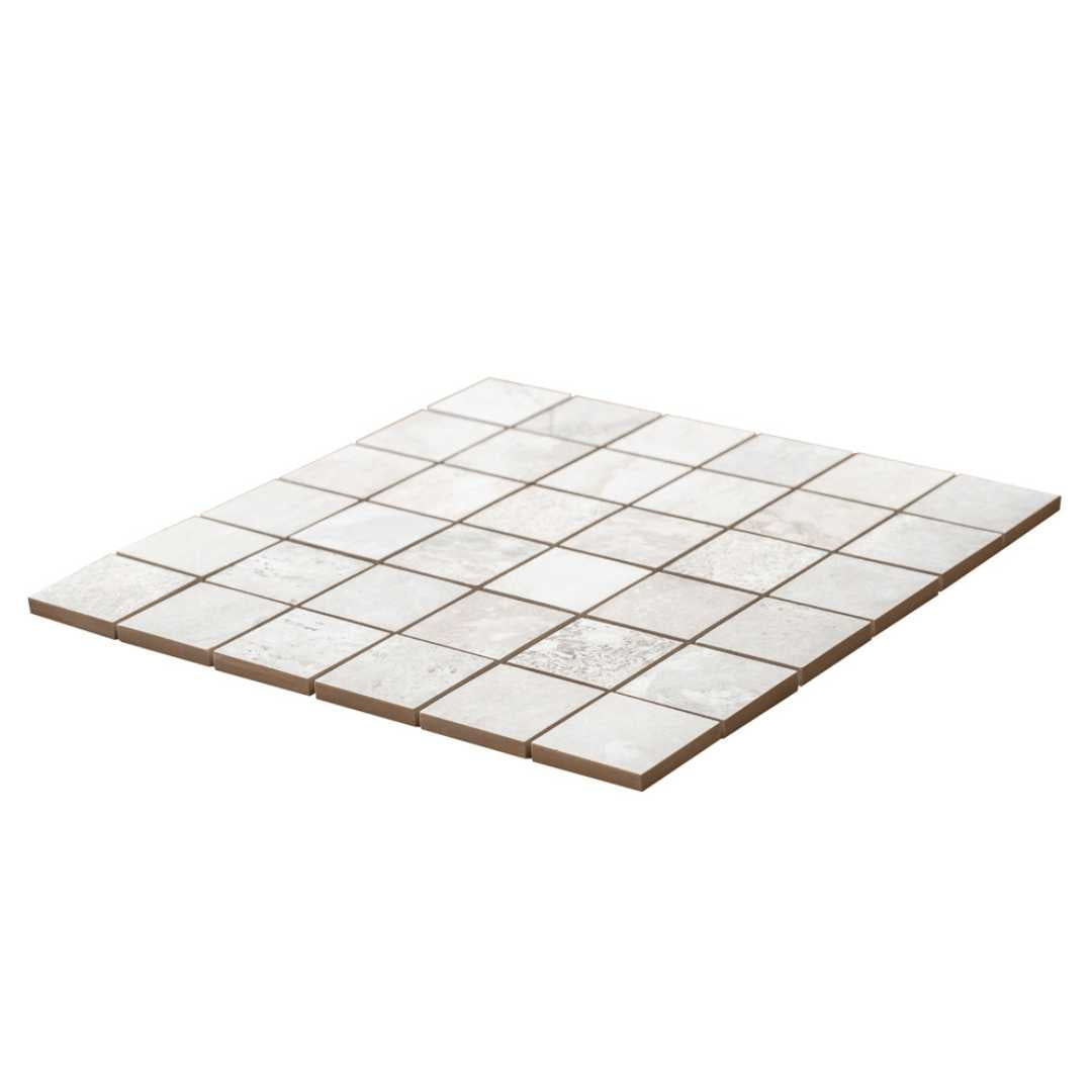 The Tile Life Wells Stone Slate 2" x 2" White Porcelain Mosaic Tile, Case of 11