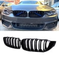 thumbnail image 2 of Car Front Bumper Grille Racing Grill For BMW 4 Series F32 F33 F36 M3 F80 M4 F82 12-18 Dual-Slat Glossy Black Grilles Accessories, 2 of 7