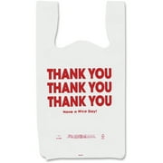 Universal Plastic "Thank You" Shopping Bags 11 x 6 x 22 0.55 mil White/Red 250/Box 63036