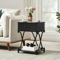 thumbnail image 2 of Modern 1-Drawer Nightstand with Storage Shelf, X-design End Side Table, Set of 2 Black, 2 of 5