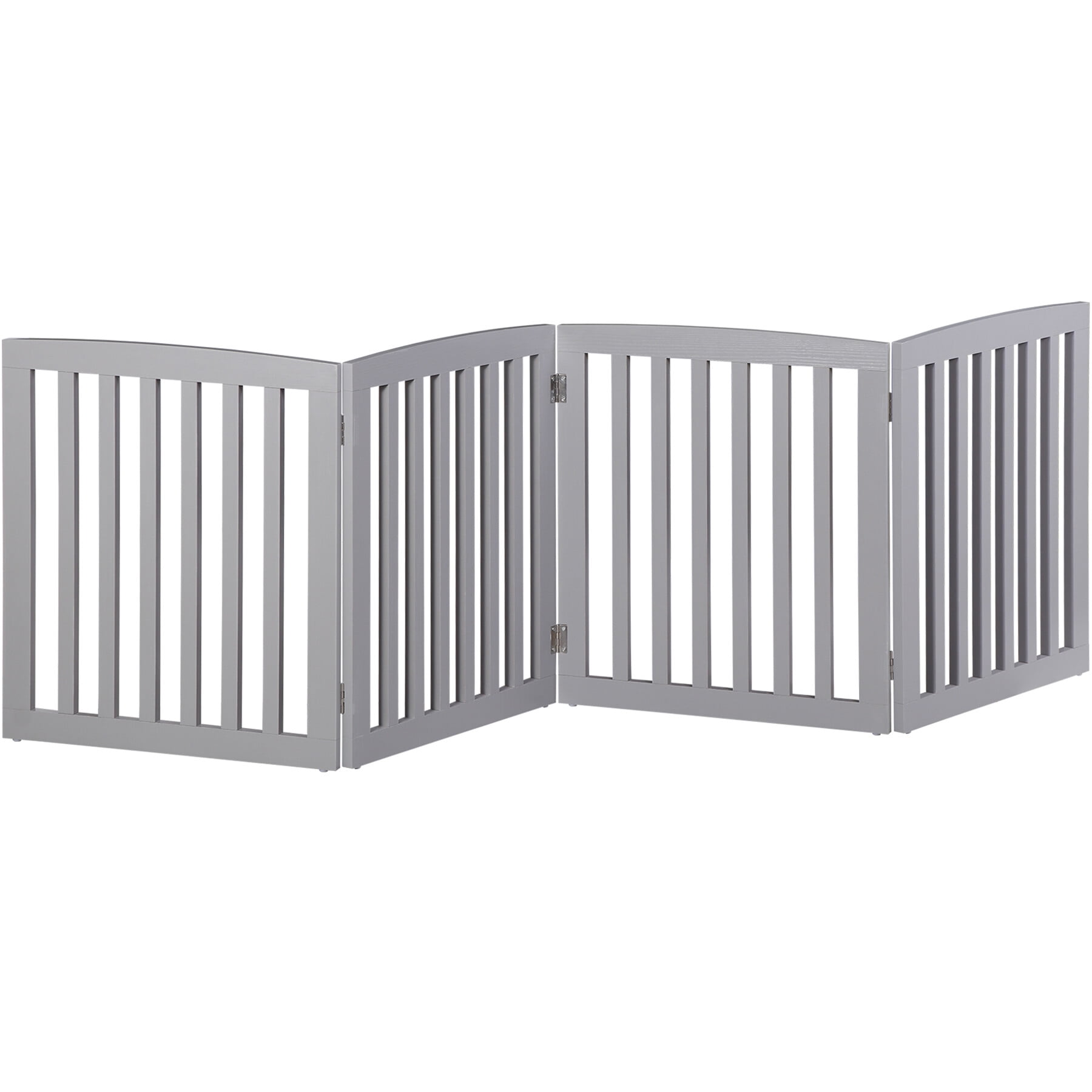 HomGarden 24'' Height Pet Dog Gate Folding 4 Panels for Home Doorways Stairs Light Gray