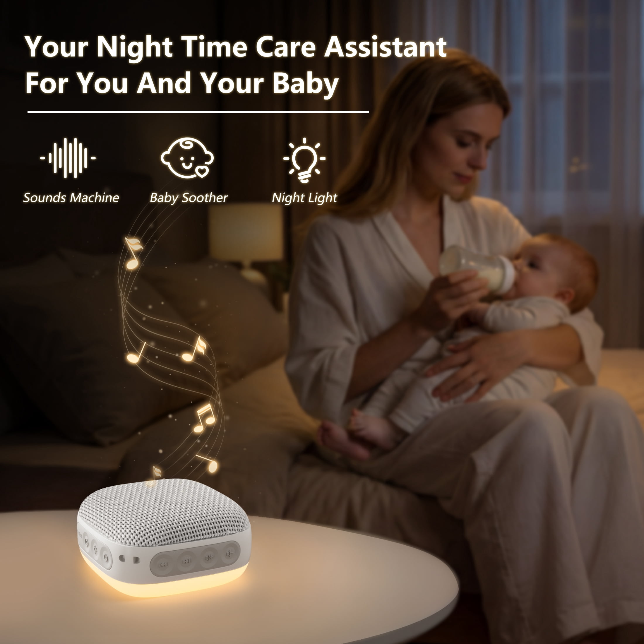DTIRD White Noise Sound Machine,20 Soothing Noise Machine for Baby & Adults,Sleep Aid & Focus Therapy, Night Light, Timer, Memory & Headphone Compatible ,Ideal for Home, Office & Travel