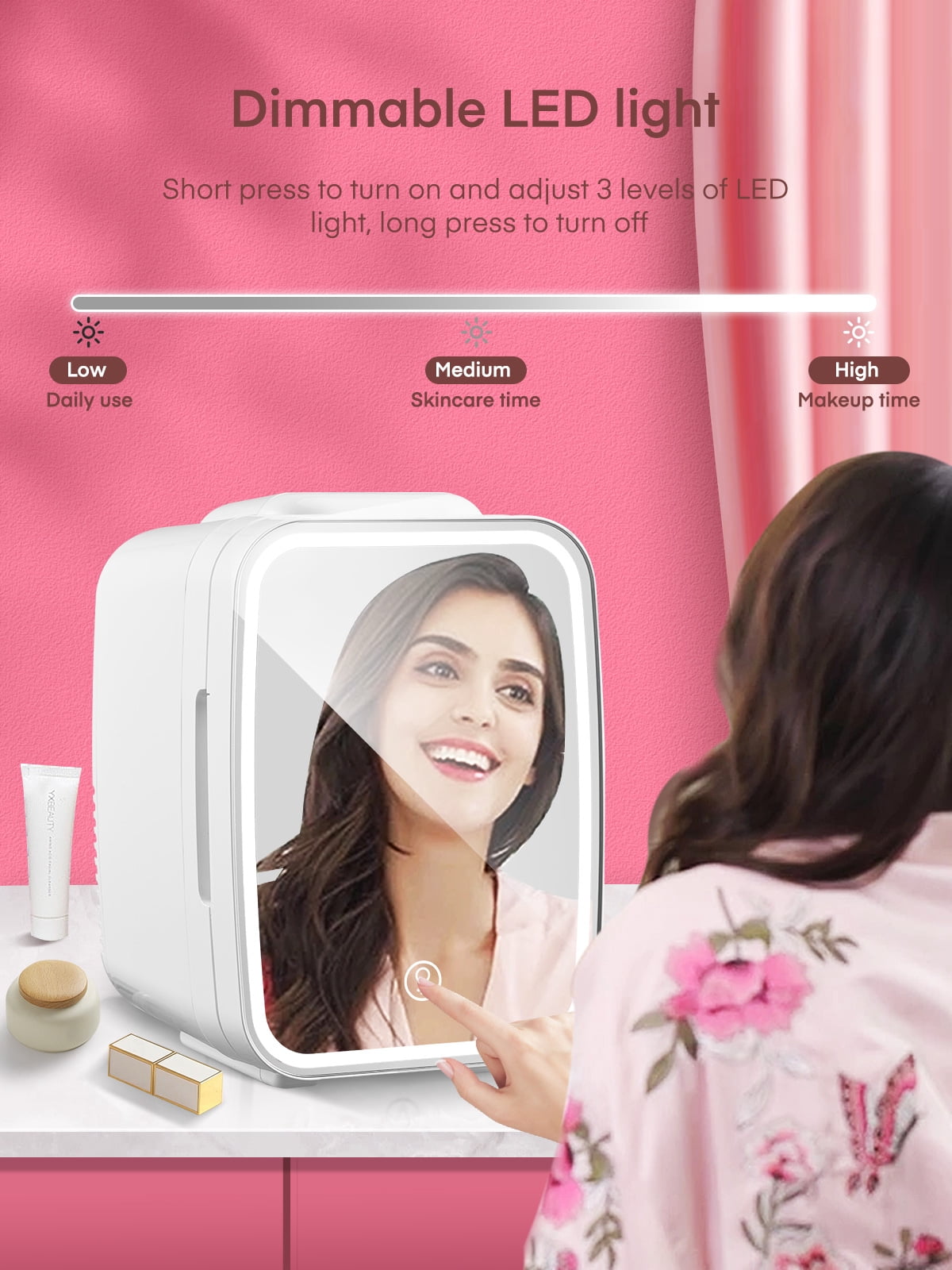 FOHERE 5L/6 Can Mini Fridge, Portable Cooler & Warmer Refrigerator for Skincare, White
