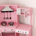 thumbnail image 3 of JOYLDIAS Kids Play Kitchen Set Corner Wooden Cooking Pretend Playset Toddler Toys Gift w/Microwave Oven,Water Dispenser, Phone, Sink,Utensils(Pink), 3 of 27