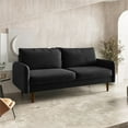 thumbnail image 2 of Enor Furniture Anacapa 70" Round Arm Upholstered Modern Velvet Sofa in Black, 2 of 15