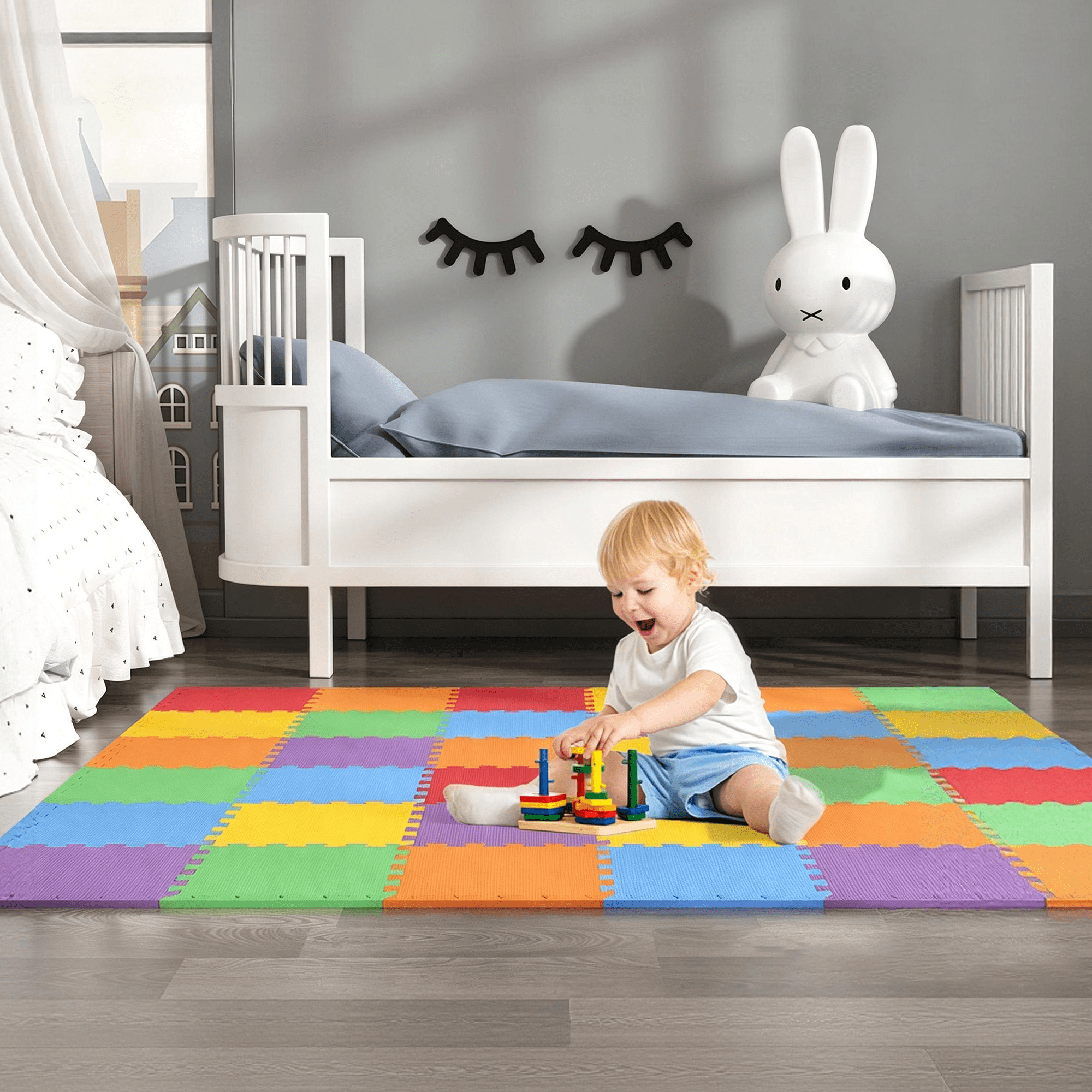 Benarita Baby Play Mat 18pcs(30x30x1cm) Foam Puzzle Play Mat Interlocking Foam Tile for Sports-EVA Non Toxic