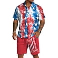 thumbnail image 2 of Men's 4th of July Beach Vacation Outfits 2 Piece Short Sleeve Button Down Shirts and Shorts Sets US 250 Years Anniversary Summer Outfits, 2 of 6