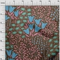 thumbnail image 2 of oneOone Velvet Brown Fabric Leaves & Floral Dress Material Fabric Print Fabric By The Yard 58 Inch Wide, 2 of 5