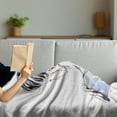 thumbnail image 3 of Abstract Woman Soft Flannel Fleece Throw Blanket, Back View with Hair in a Messy Bun, Cozy Plush for Indoor and Outdoor Use, 70" x 90", Ceil Blue White Blush, by Ambesonne, 3 of 5