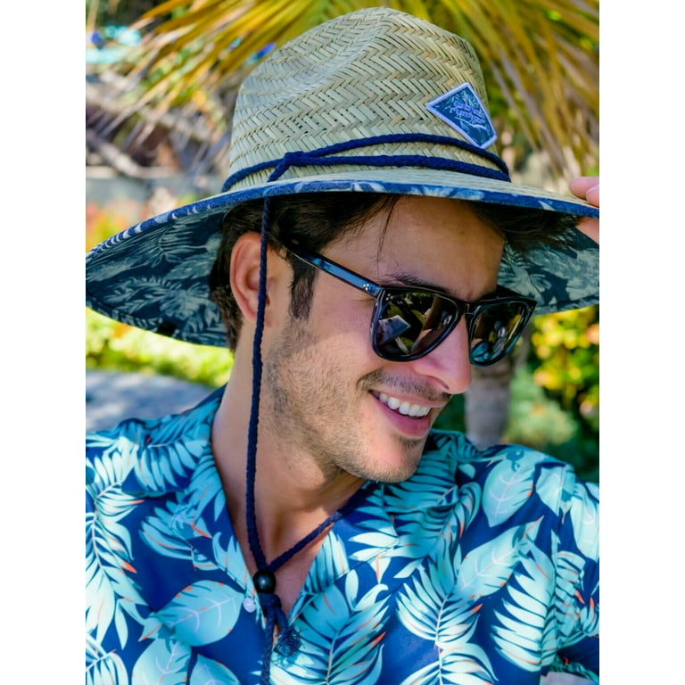 WAVE RUNNER Men's Beach Straw Hat- Wide Brim Sun Hat with UPF 50+  Protection (10 Pk - Random) 