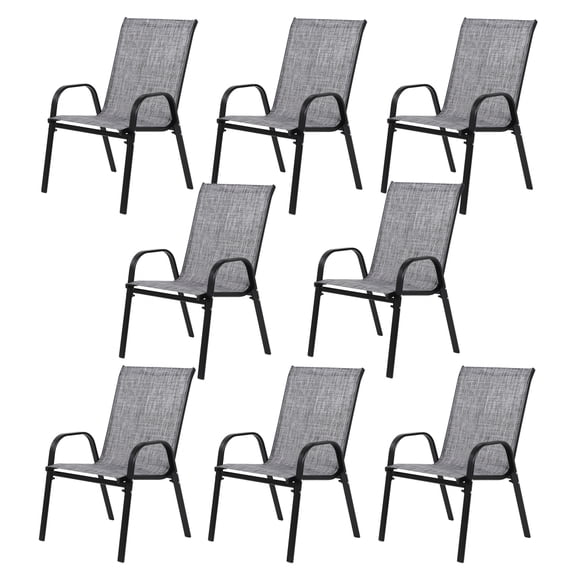 8‑Piece Patio Garden Chairs Set, High‑Back Armrest Outdoor Camping Chairs with Breathable Textilene Fabric, Space‑Saving Seating for Pool Beach Yard