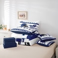 thumbnail image 5 of Manfei Est Soccer Sleep Bedding Comforter Set 7 Pieces for Boys, Ball Game Sports Full Bedding Set, White Blue Athlete Helmet Reversible Fitted Sheet Flat Sheet, Ultra Soft Bedroom Decor, 5 of 7