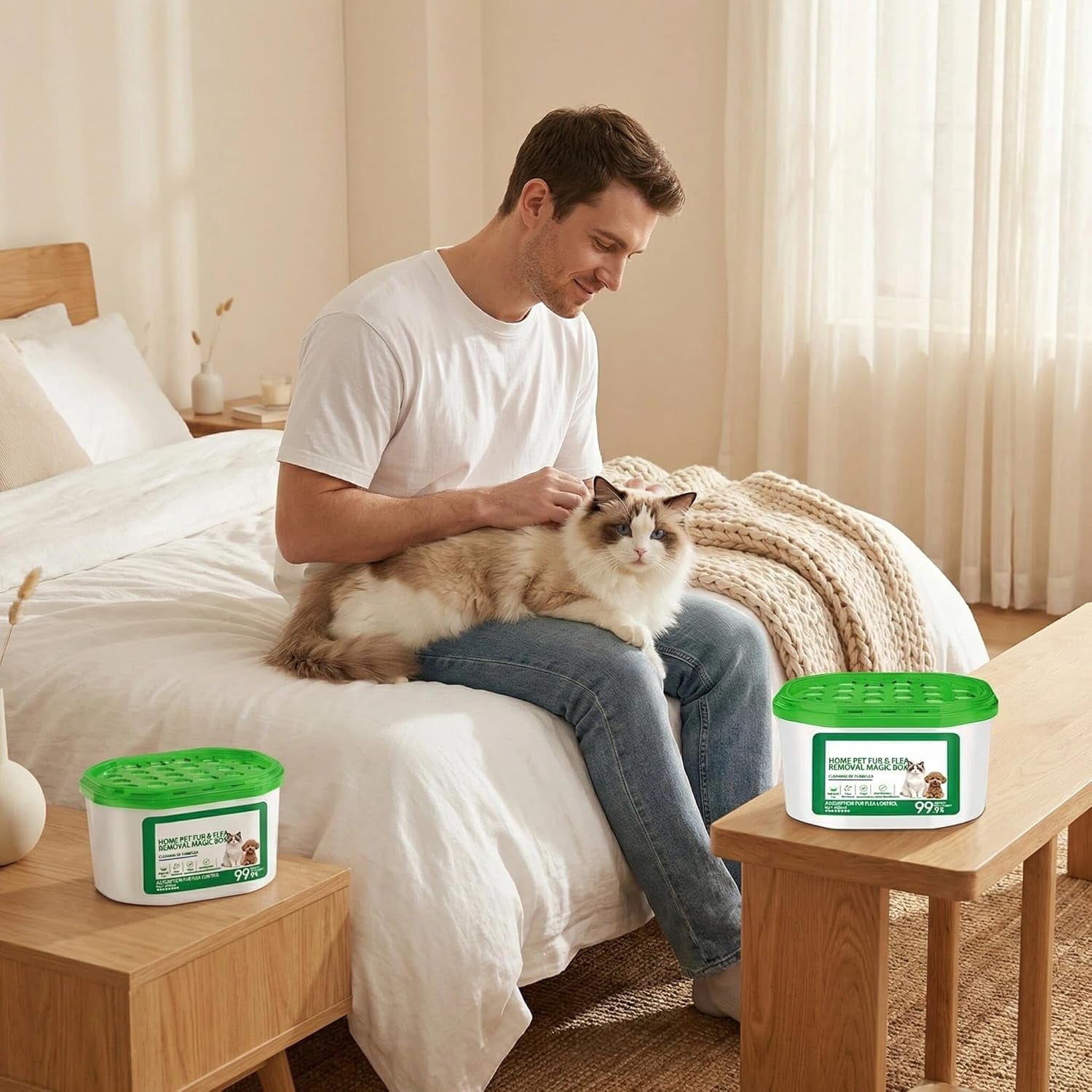 Home Pet Fur Odor Removal Magic Box,Indoor Air Purification Dust Removal Magic Box,360° All-Aroundcoverage,Long-Lasting, For Home, Pet Areas (green 2)
