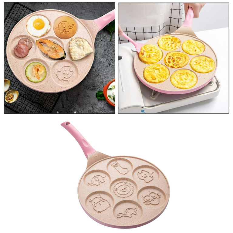 Pancake Griddle Pan Crepe Pancake Mini Pancake Maker with 7- Pink