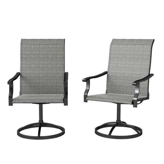 Patio Swivel Chairs Set of 2, High Back Outdoor Chairs with Mesh, Weather Resistant for Backyard, Lawn, Garden - Gray