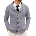 thumbnail image 2 of Men's Shawl Collar Cardigan Sweater Cable Knit Button Down Long Sleeve for Casual and Office Wear, Perfect for Winter and Christmas,Light Gray,M, 2 of 6