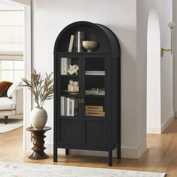 Modway Tessa Tall Arched Storage Display Cabinet in Black