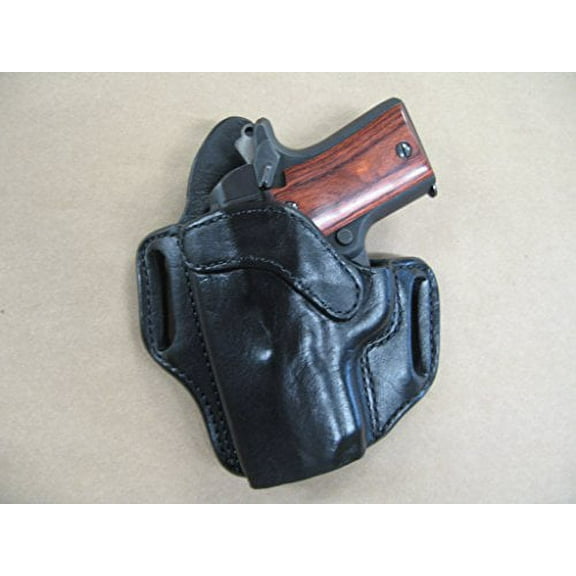 Azula Gun Holsters Left Handed Black Leather 2 Slot Pancake OWB Holster for Kimber Micro 380