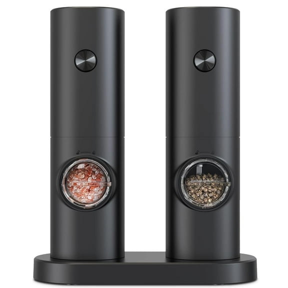 WIGACH Salt and Pepper Grinder, Electric Salt and Pepper Grinder Set, Battery Powered Automatic Pepper&Salt Mill Grinder, LED Light, Adjustable Coarseness (2 Pack)