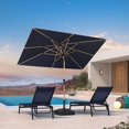 thumbnail image 2 of PURPLE LEAF 6' x 9' Patio Umbrella with Base Market Umbrella Rectangular Outdoor Umbrella with Push Button Tilt & Crank and 8 Ribs Aluminum Table Umbrella for Pool Backyard Beach, Taupe, 2 of 7