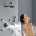 thumbnail image 5 of Antique Shower Faucet-Sets Fixtures: 9 inch Wall Rain Head with Handheld Spray and Body Jets, 3 Way Diverter Rough in Valve System included Trim Kit, Oil Rubbed Bronze, 5 of 10
