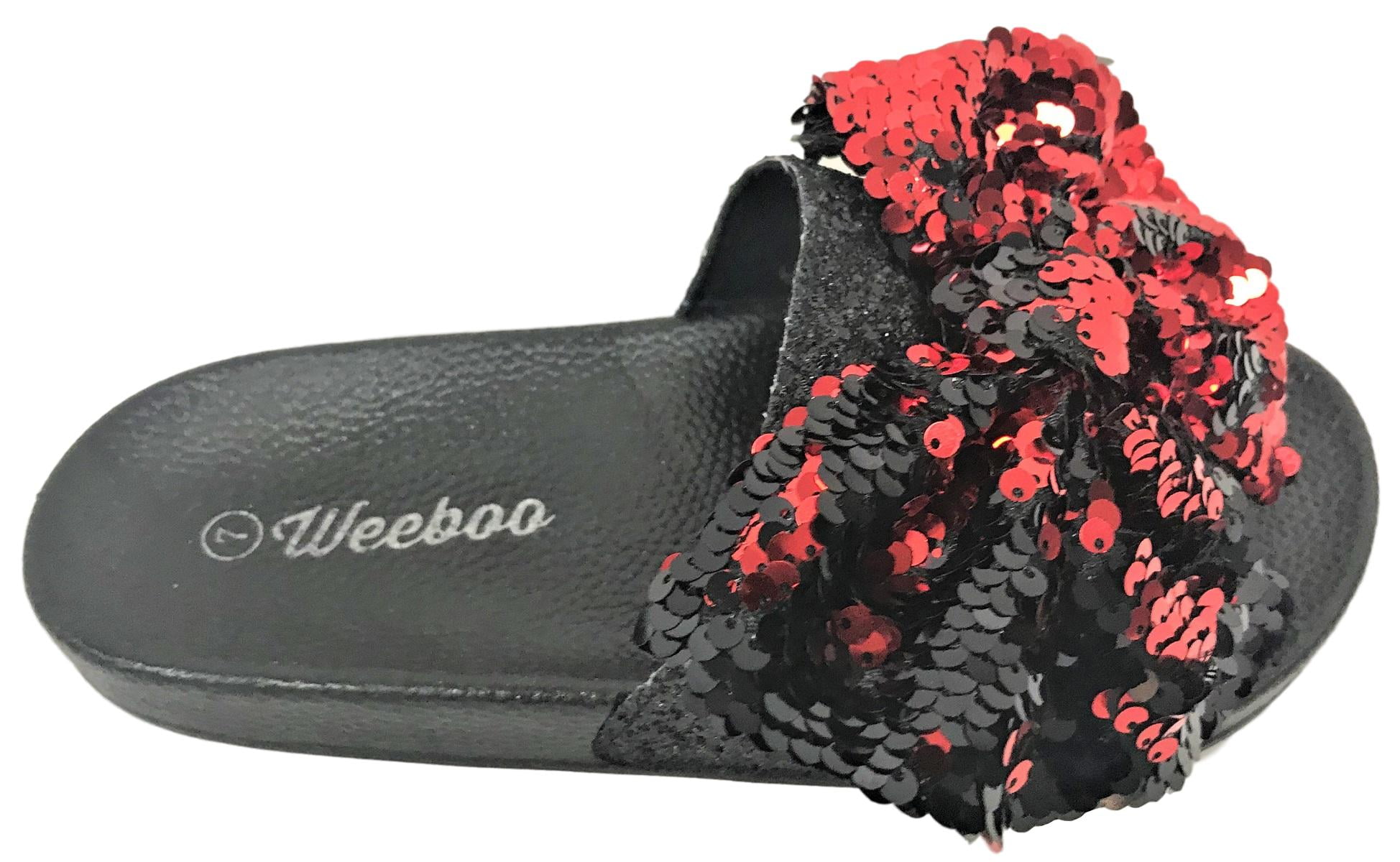 red sparkle flip flops