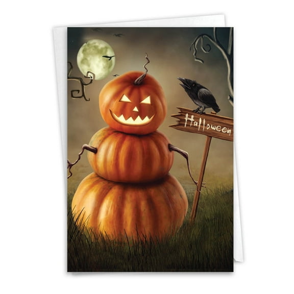 The Best Card Company Halloween Greeting Card with 5 x 7 Inch Envelope (1 Card) Spooky Pumpkins C4962AHWG