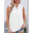 thumbnail image 3 of Women Sleeveless Blouse Ruffles Button V Neck Vest Casual Tops, 3 of 8
