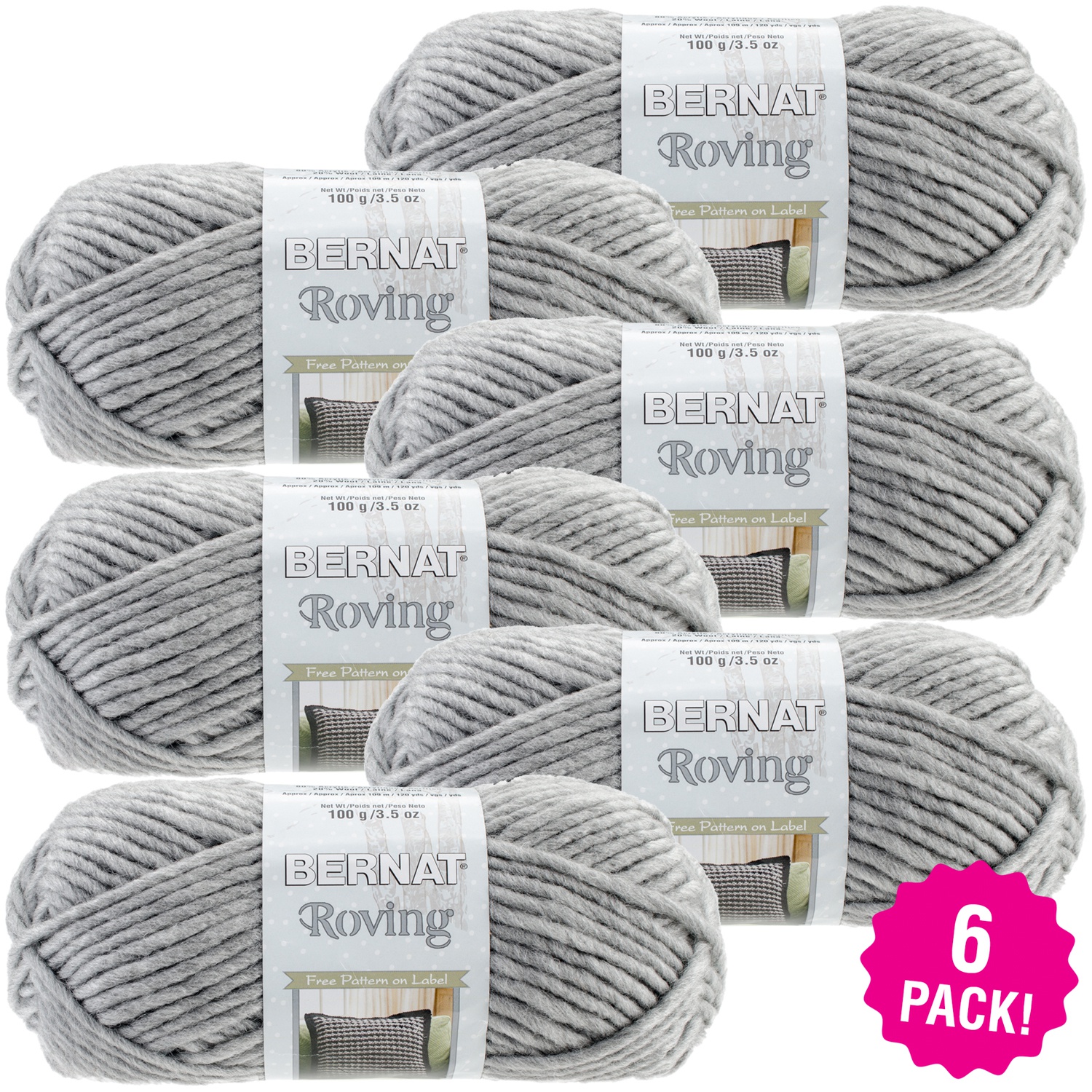 Bernat Roving Yarn Putty, Multipack of 6