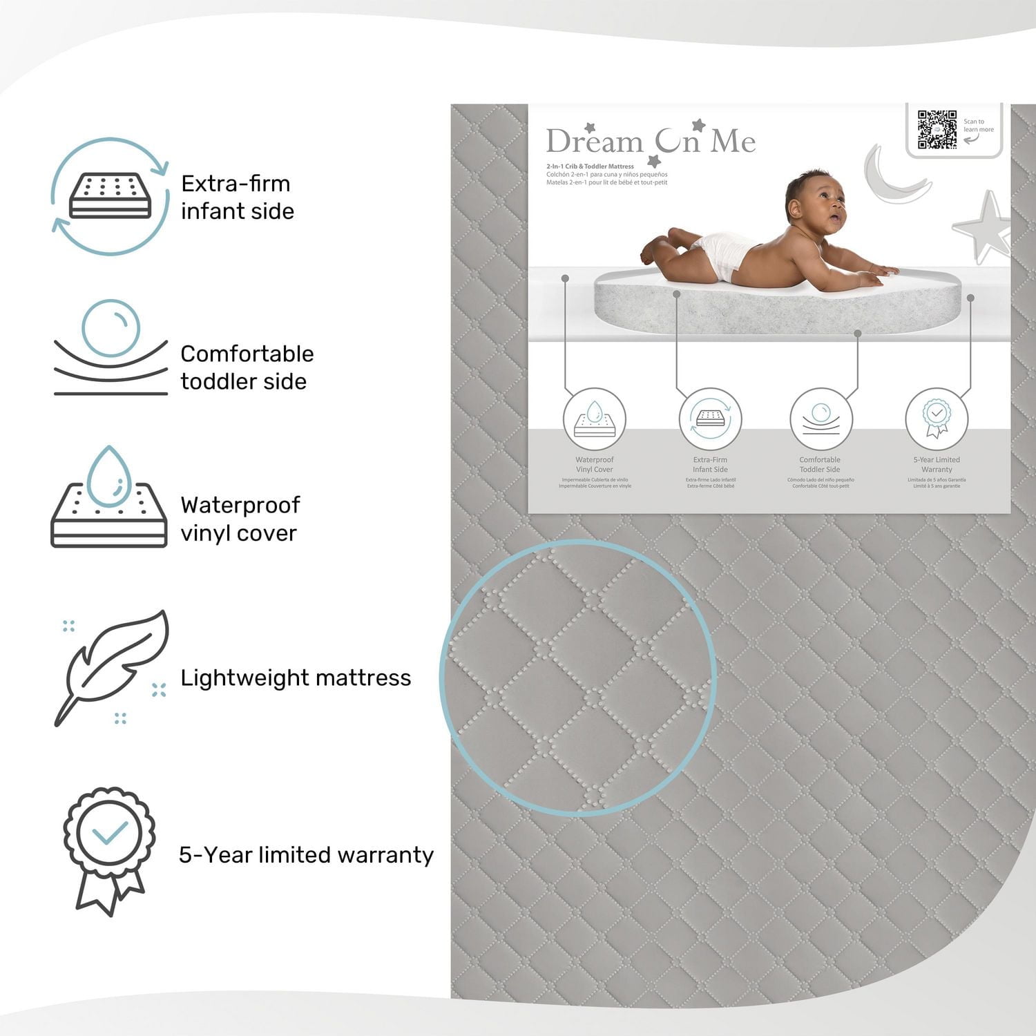 Rêve Sur Moi, Asheville 4 " Ferme Fiber Lit Et Enfant En Bas Âge Matelas, Je Étanche Je Vert Garde Or Certifié