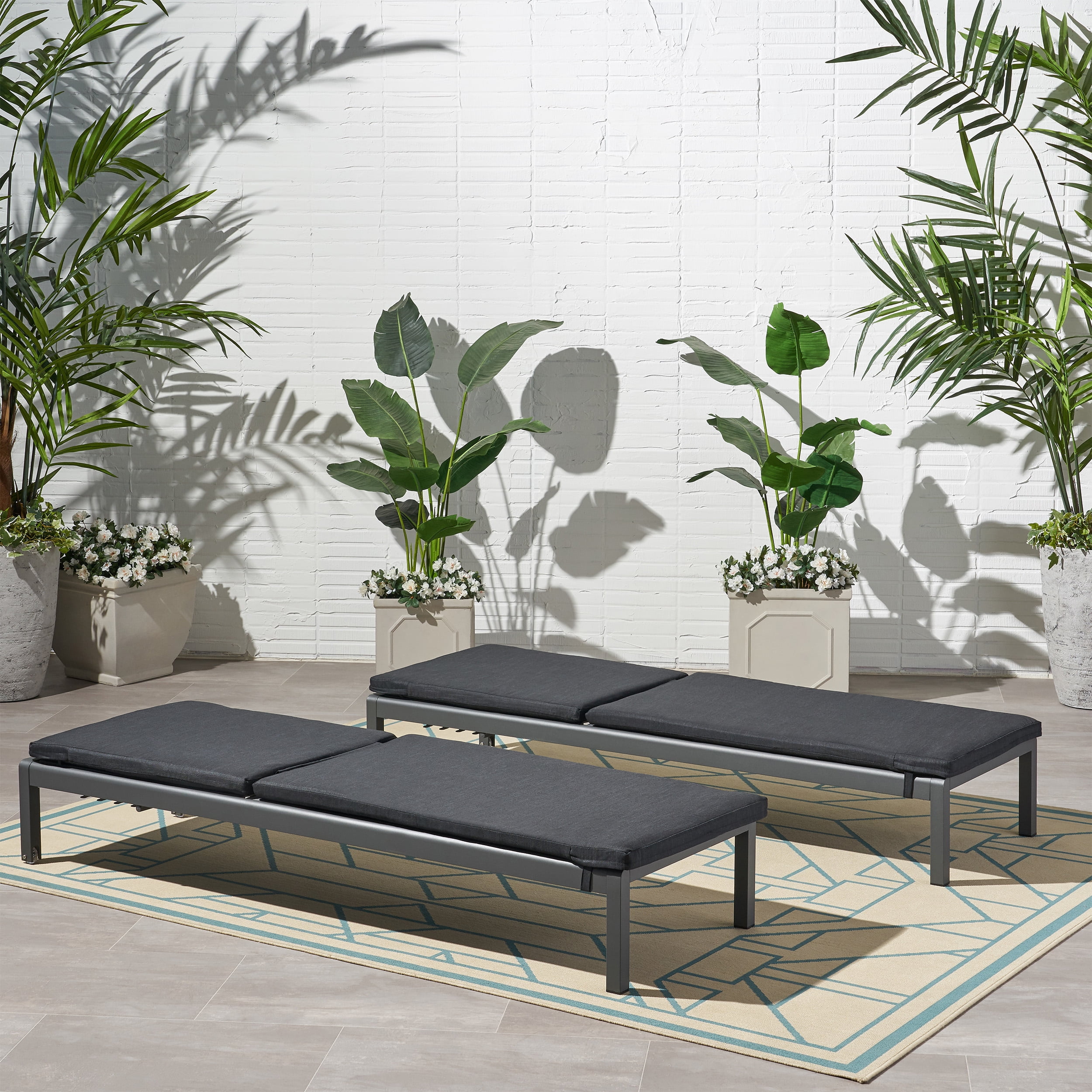 Bridget Outdoor Fabric Lounge Cushion, Set of 2, Dark Gray