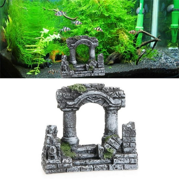 Clearance! Resin Roman Pillars Ruins Aquarium Ornament Artificial Miniatures Roman Column Decor Fish Tank Decoration for Aquatic
