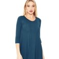 thumbnail image 4 of Women's Loose Fit 3/4 Sleeve Round Neck Jersey Knit A-Line Solid Midi Dress, 4 of 4