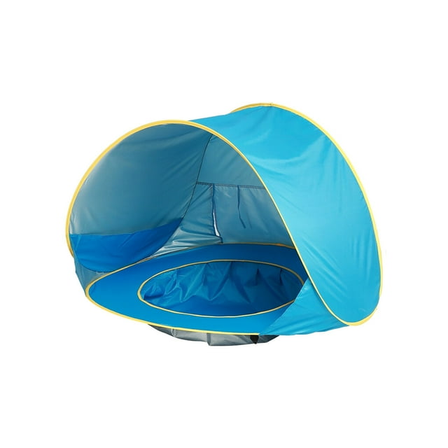 Children Portable Foldable Tent Beach Polyester Sun Shelter Swimming Pool Sunlight Pool Sunlight Protection Tents Awning Canopy Blue