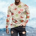 thumbnail image 2 of Christmas Tshirt Men Long Sleeve Vintage Snowflake Graphic Pajamas Tee Basic Crew Neck Casual Slim Fit Fall Winter Family Xmas Gift Men T Shirts Beige L, 2 of 5