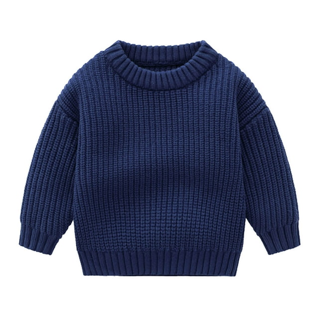AherBiu Vêtements pour Bébé Unisexe Chandail en Tricot Épais à Manches Longues Col Ras du Cou Décontracté d'Hiver Chandail pour Tout-Petit