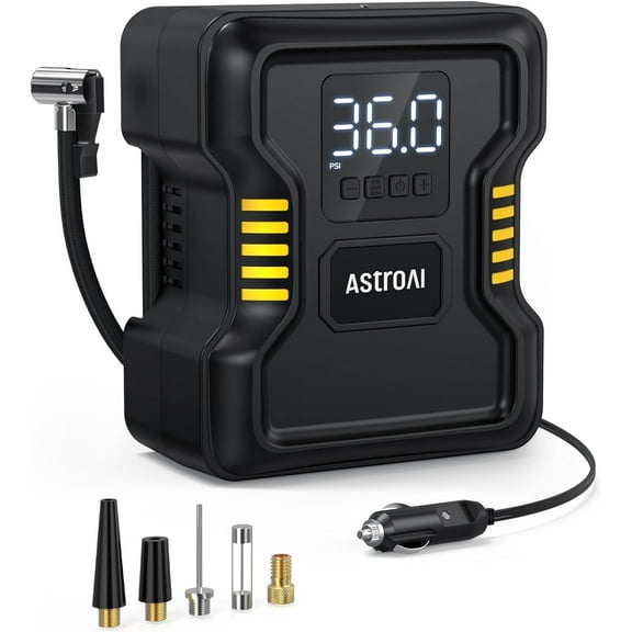 AstroAI Tire Inflator Air Compressor Portable 150PSI Metal Cylinder Fast Inflation Pump 12V DC with LED Light for Cars, Bicycles, Other Inflatables, Car Accessories