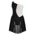 thumbnail image 2 of Alvivi Kids Girls Lyrical Ballet Dance Dress Modern Contemporary Costume One Shoulder Sequins Leotard Black 10, 2 of 6