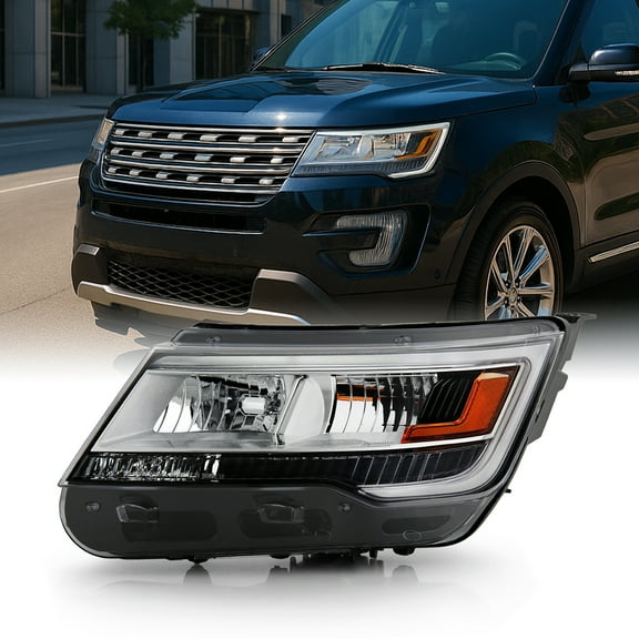 AKKON - Fits 2016-2019 Ford Explorer Sport Model LED DRL Black Headlights Replacement - Left Side