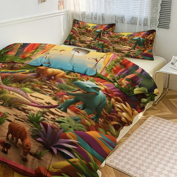 3D Visual Illusion Dinosaur Bedding Set Couple Bedclothes Pillowcase Customized Home Textiles Bed Set for Bedroom Decoration