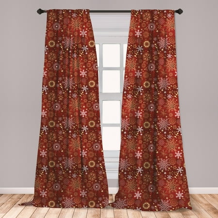 Yellow Living Room Curtains Winter Curtains 2 Panels Set, Old Fashioned Christmas Hearts and Swirls Vintage Composition, Window Drapes for Living Room Bedroom, Vermilion Yellow White, by Ambesonne ()